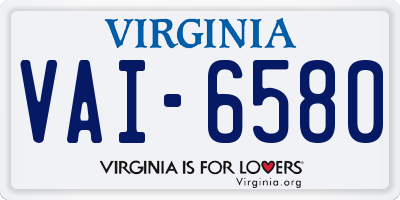 VA license plate VAI6580