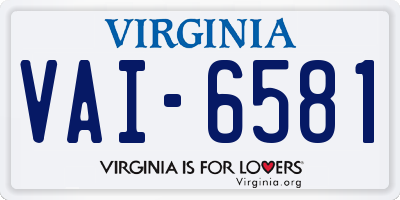 VA license plate VAI6581