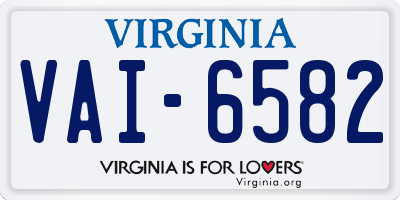 VA license plate VAI6582