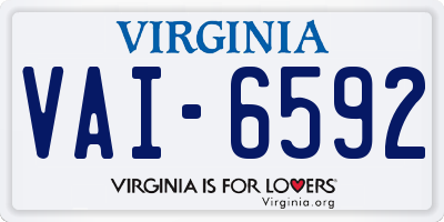 VA license plate VAI6592