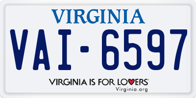 VA license plate VAI6597