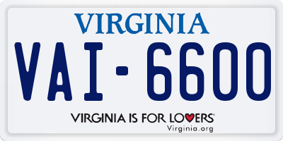 VA license plate VAI6600