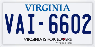 VA license plate VAI6602