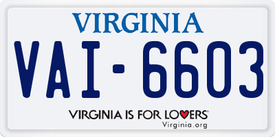 VA license plate VAI6603