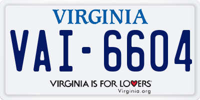 VA license plate VAI6604