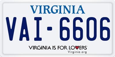 VA license plate VAI6606