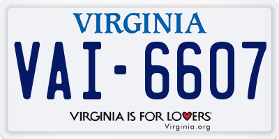 VA license plate VAI6607