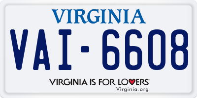 VA license plate VAI6608