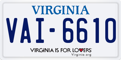 VA license plate VAI6610