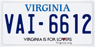 VA license plate VAI6612