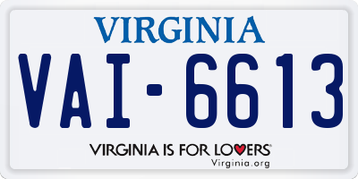 VA license plate VAI6613