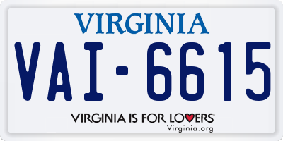 VA license plate VAI6615