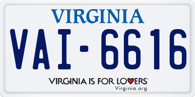 VA license plate VAI6616