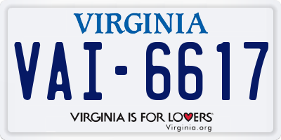 VA license plate VAI6617