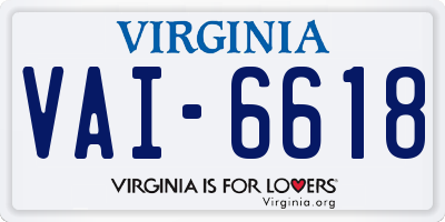 VA license plate VAI6618