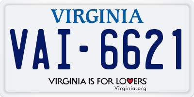 VA license plate VAI6621