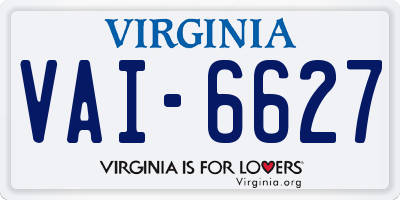 VA license plate VAI6627