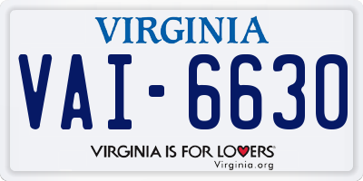VA license plate VAI6630