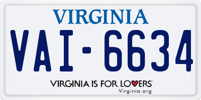 VA license plate VAI6634