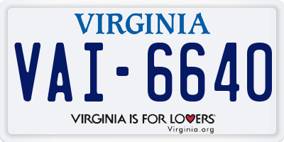 VA license plate VAI6640