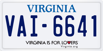 VA license plate VAI6641