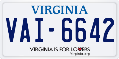 VA license plate VAI6642