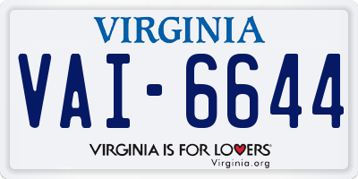 VA license plate VAI6644