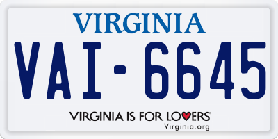 VA license plate VAI6645
