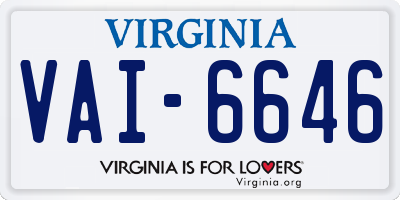 VA license plate VAI6646