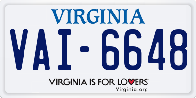 VA license plate VAI6648