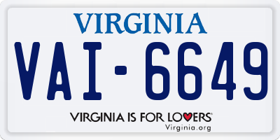 VA license plate VAI6649