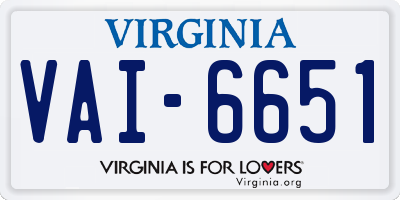 VA license plate VAI6651