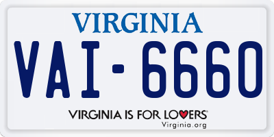 VA license plate VAI6660