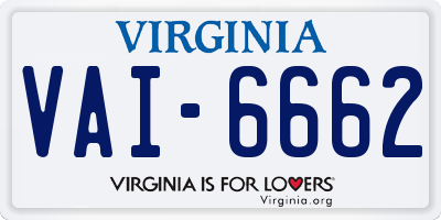 VA license plate VAI6662