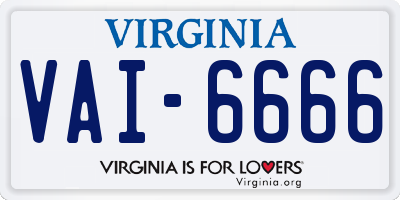 VA license plate VAI6666
