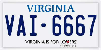 VA license plate VAI6667