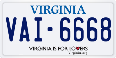 VA license plate VAI6668