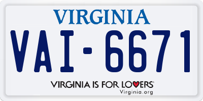 VA license plate VAI6671