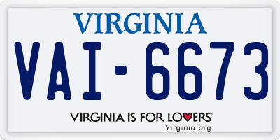 VA license plate VAI6673