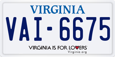 VA license plate VAI6675