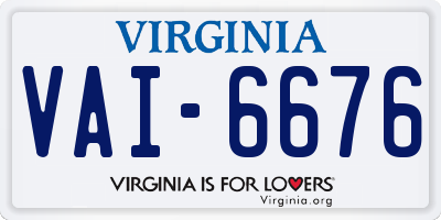VA license plate VAI6676