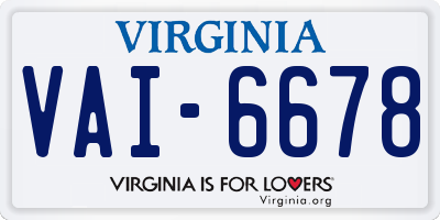 VA license plate VAI6678