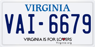 VA license plate VAI6679
