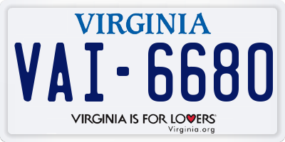 VA license plate VAI6680