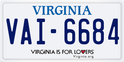 VA license plate VAI6684