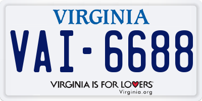 VA license plate VAI6688