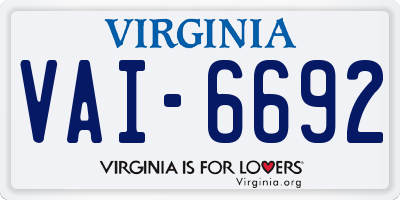 VA license plate VAI6692
