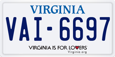 VA license plate VAI6697