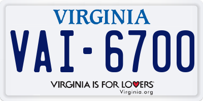 VA license plate VAI6700