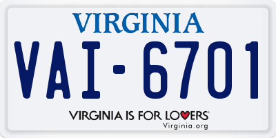 VA license plate VAI6701